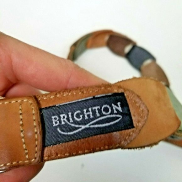Vintage Brighton Women\'s S Brown Multi-Color Leather Belt & Silver Tone 1995 main image 4